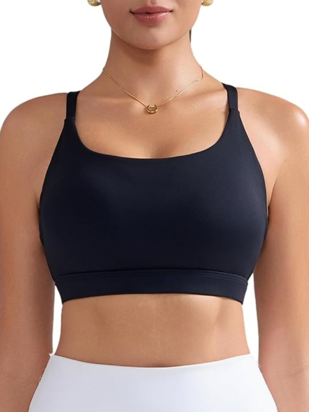 RUNNING GIRL | Black Strappy Molded Cup Sports Bra Yoga Bra Size XL